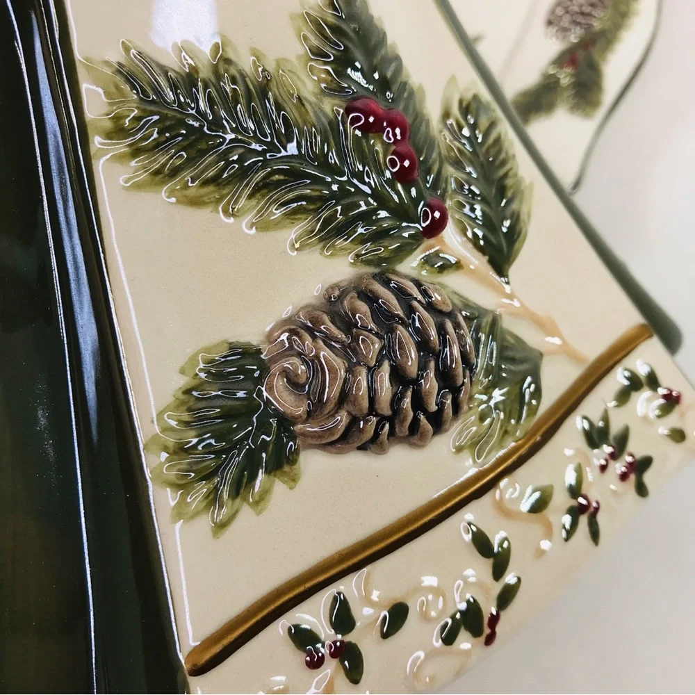 Yankee Candle Large Jar Shade Topper Plate Pine Winter Ceramic Iridescent